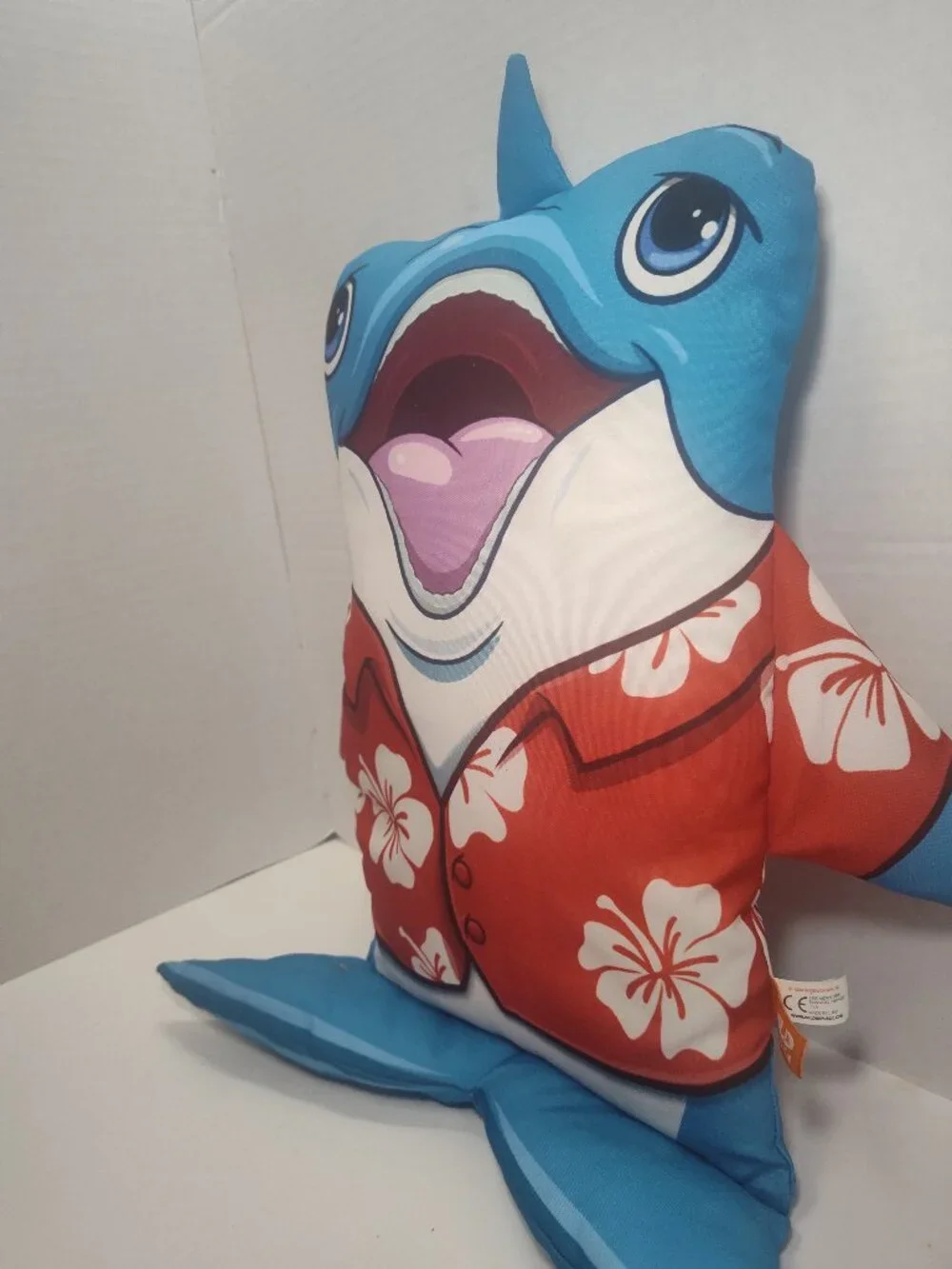 Wild Republic Shark Plush Throw Pillow Hawaiian Shirt Blue Novelty Decor